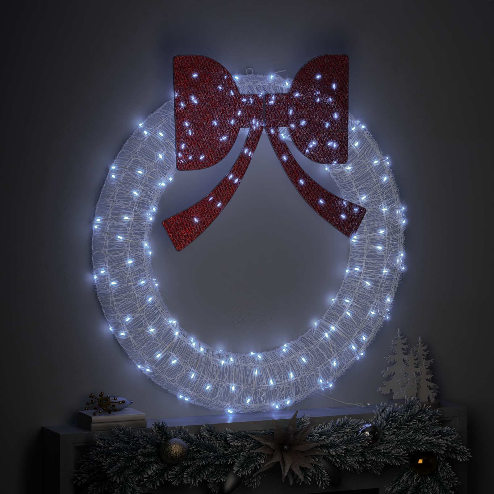 Στεφάνι με 150 LED Ψυχρό λευκό 120 cm Ακρυλικό - Pakobazaar