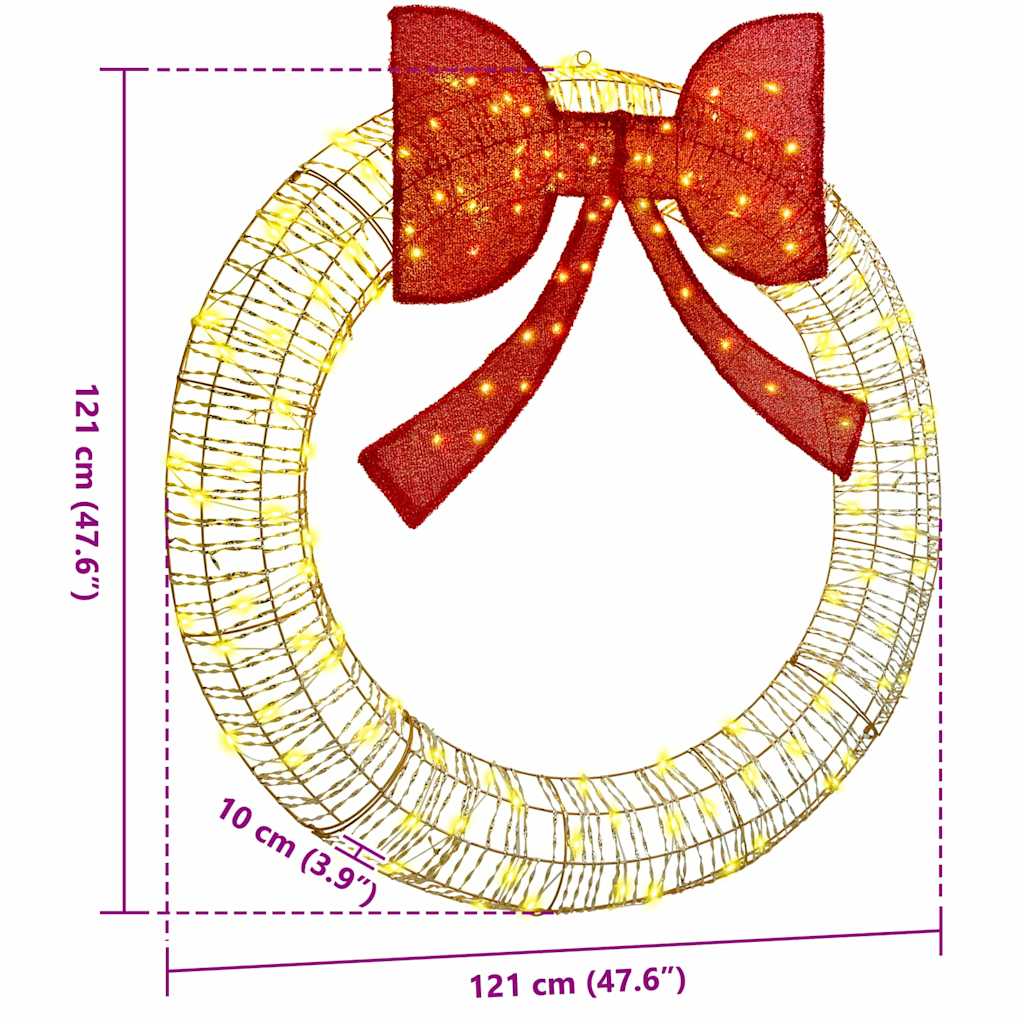 Στεφάνι με 150 LED Θερμό λευκό 121 x 121 x 10 εκ PET - Pakobazaar