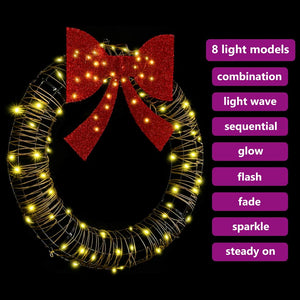 Στεφάνι με 80 LED Θερμό λευκό 91 x 91 x 9 εκ Ρατάν - Pakobazaar