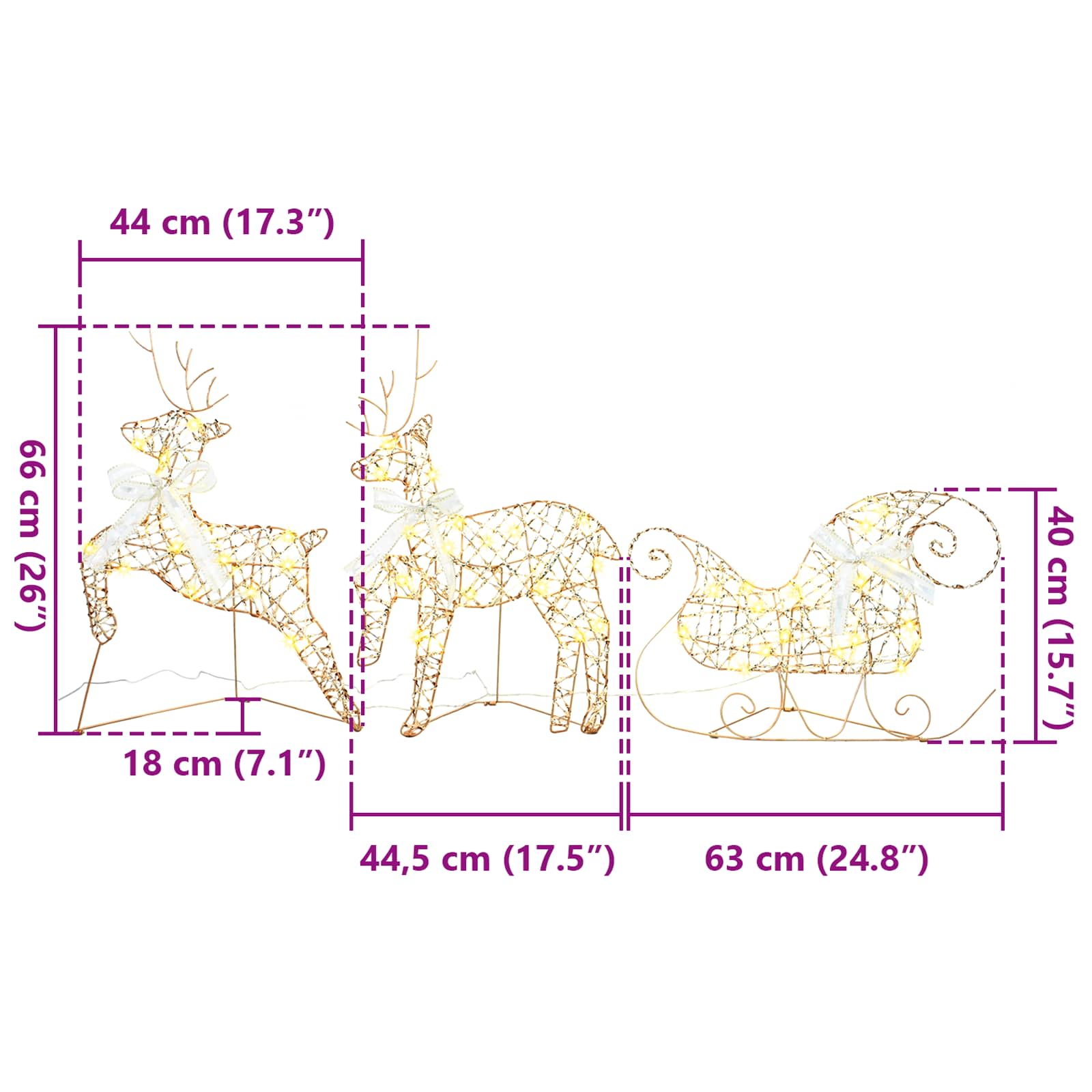 LED Ελάφια με 60 LED 3 pcs Θερμό λευκό PET - Pakobazaar