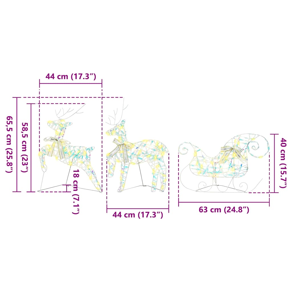LED Ελάφια με 60 LED 3 pcs Θερμό λευκό PET - Pakobazaar