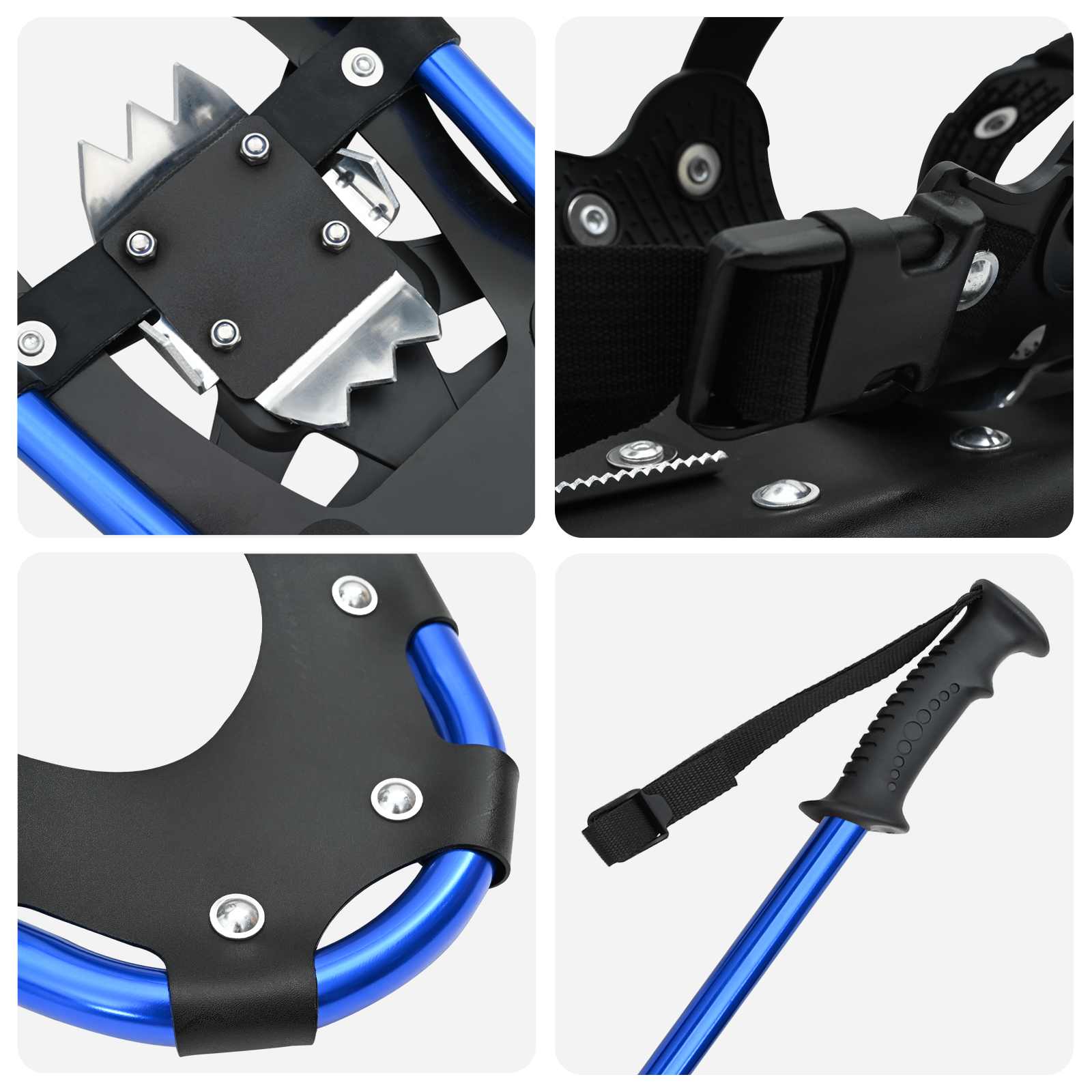 Χιονοπέδιλα 3 σε 1 με μπατόν πεζοπορίας Μπλε και Μαύρο - Pakobazaar