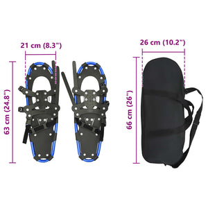 3 ΣΕ 1 Χιονοπέδιλα Μπλε και Μαύρο 25 ίντσες Αλουμίνιο και HDPE - Pakobazaar