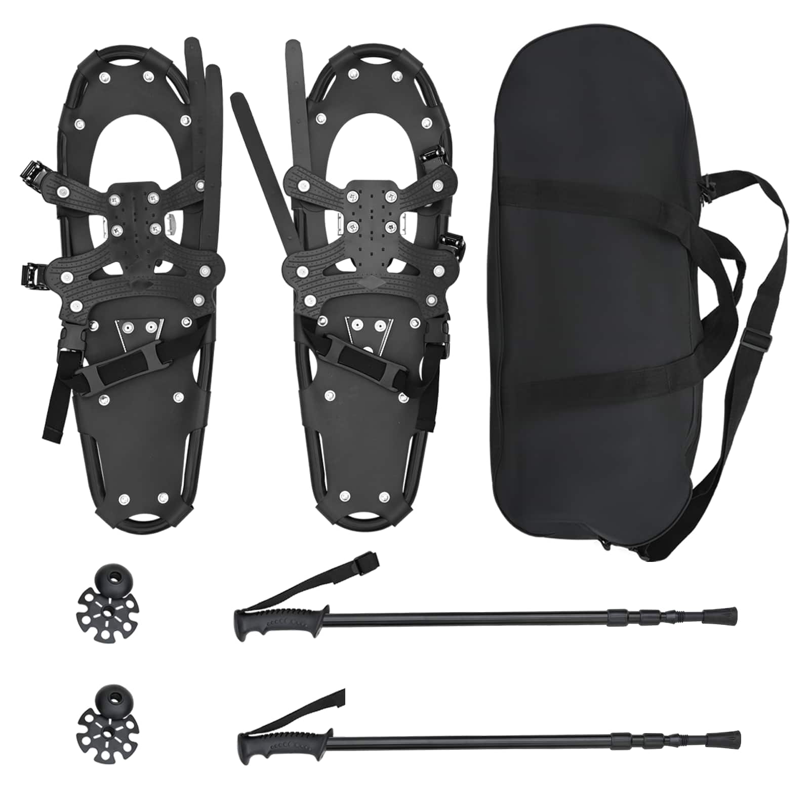 Χιονοπέδιλα 3 σε 1 με μπατόν πεζοπορίας Μαύρο 25 ίντσες - Pakobazaar