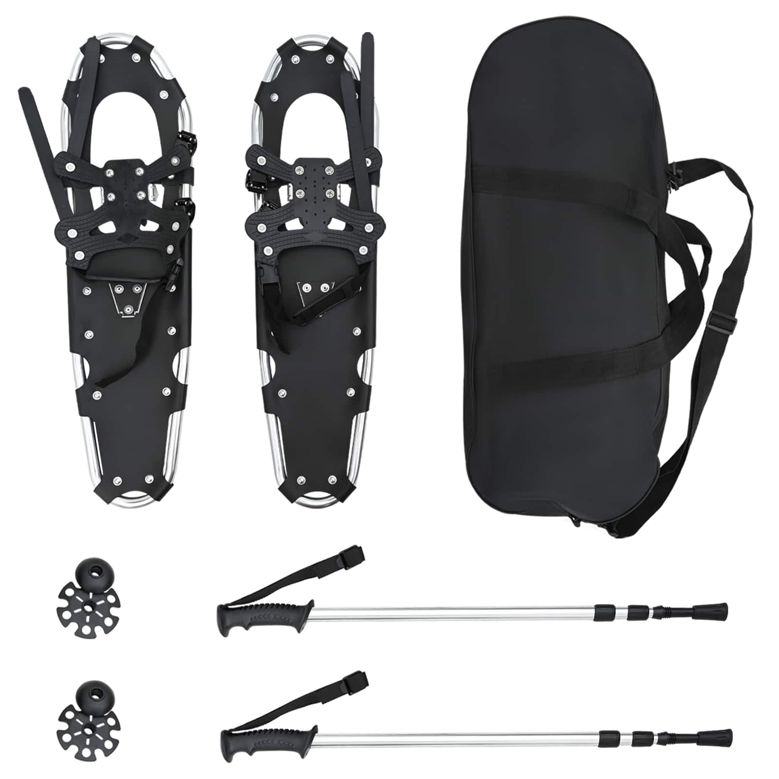 Χιονοπέδιλα 3 σε 1 με μπατόν πεζοπορίας Ασημί και Μαύρο - Pakobazaar