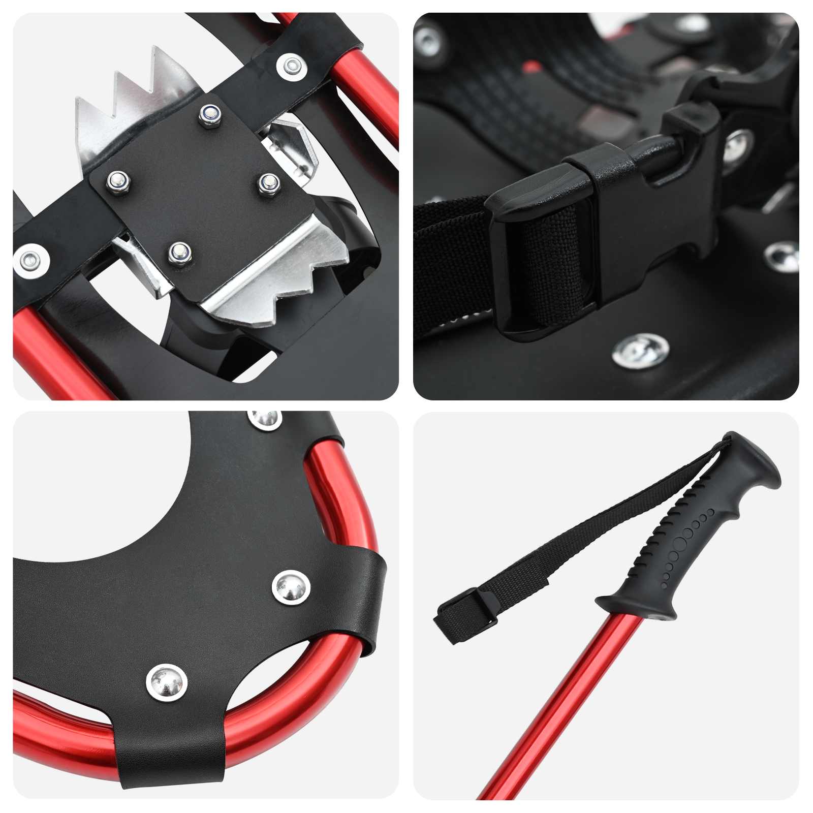 Χιονοπέδιλα 3 σε 1 με μπατόν πεζοπορίας Κόκκινο και Μαύρο - Pakobazaar