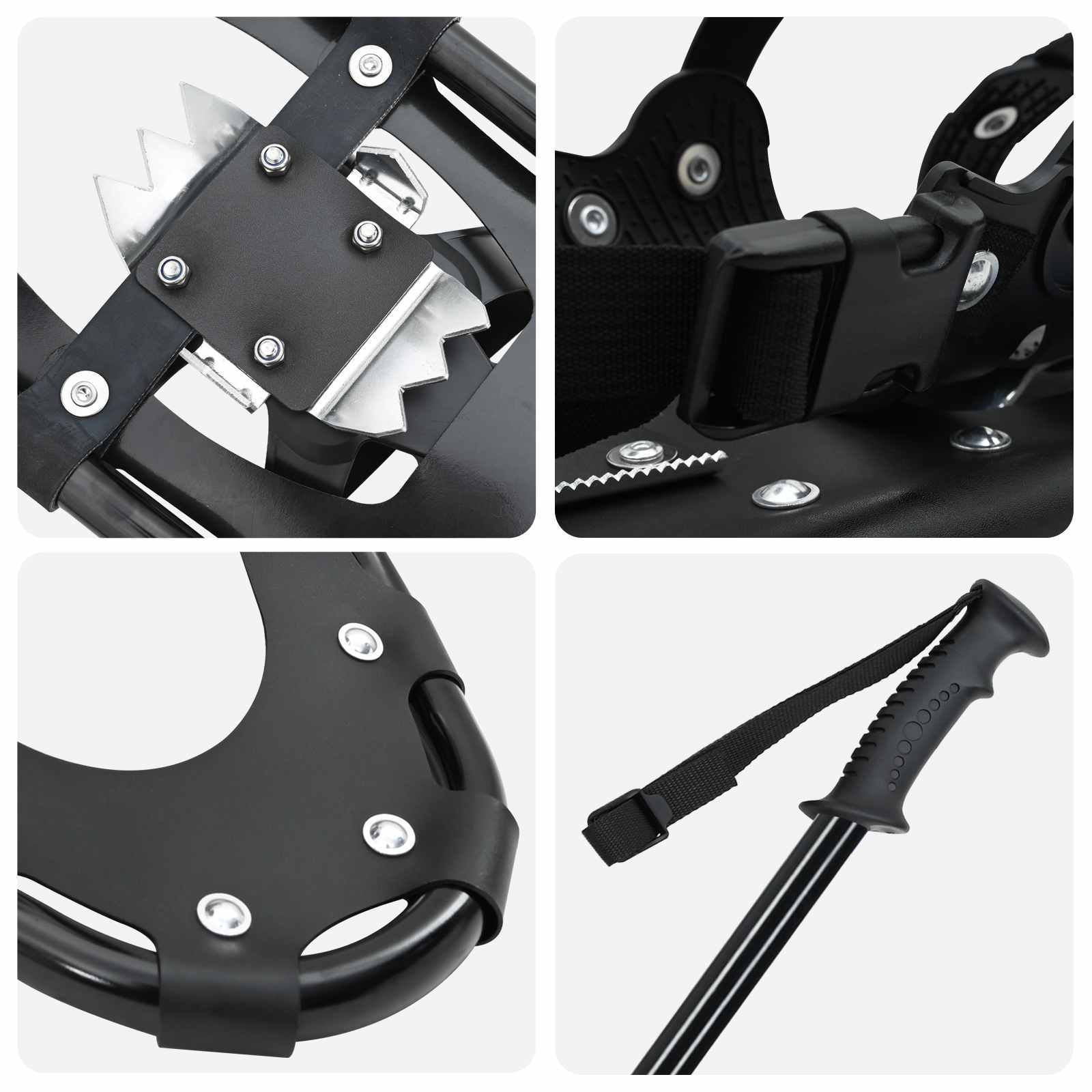 Χιονοπέδιλα 3 σε 1 με μπατόν πεζοπορίας Μαύρο 30 ίντσες - Pakobazaar