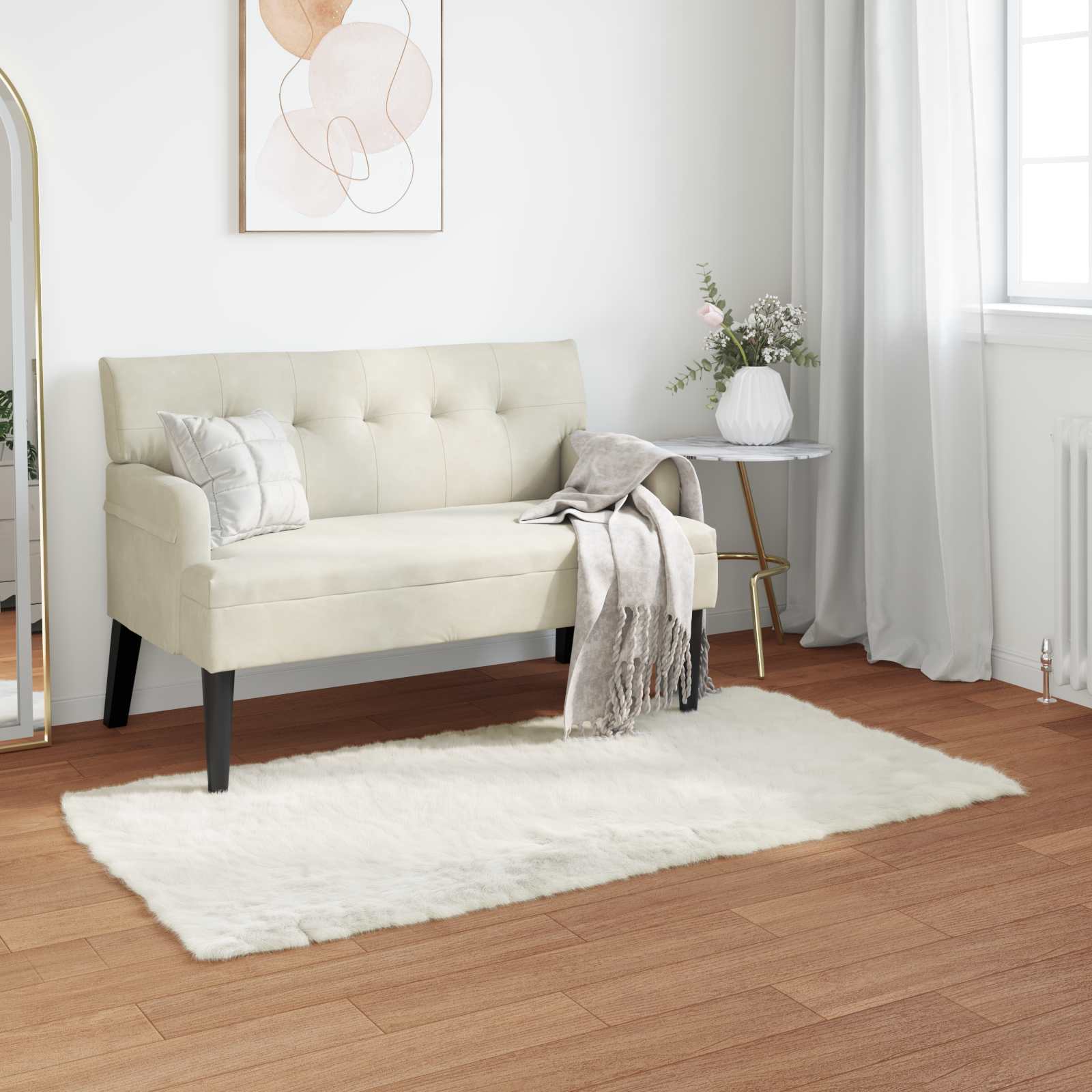 Χαλί από τεχνητό πρόβειο δέρμα TAFALLA Λευκό 80 x 150 cm