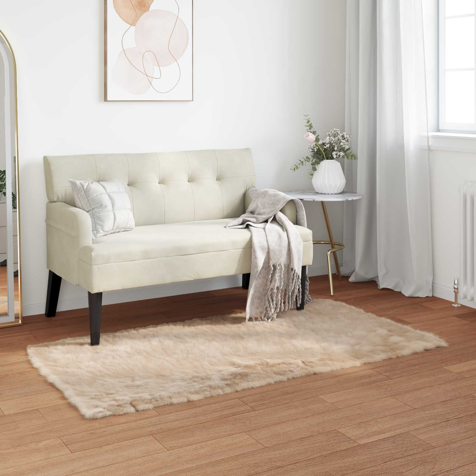 Χαλί από τεχνητό πρόβειο δέρμα TAFALLA Μπεζ 80 x 150 cm