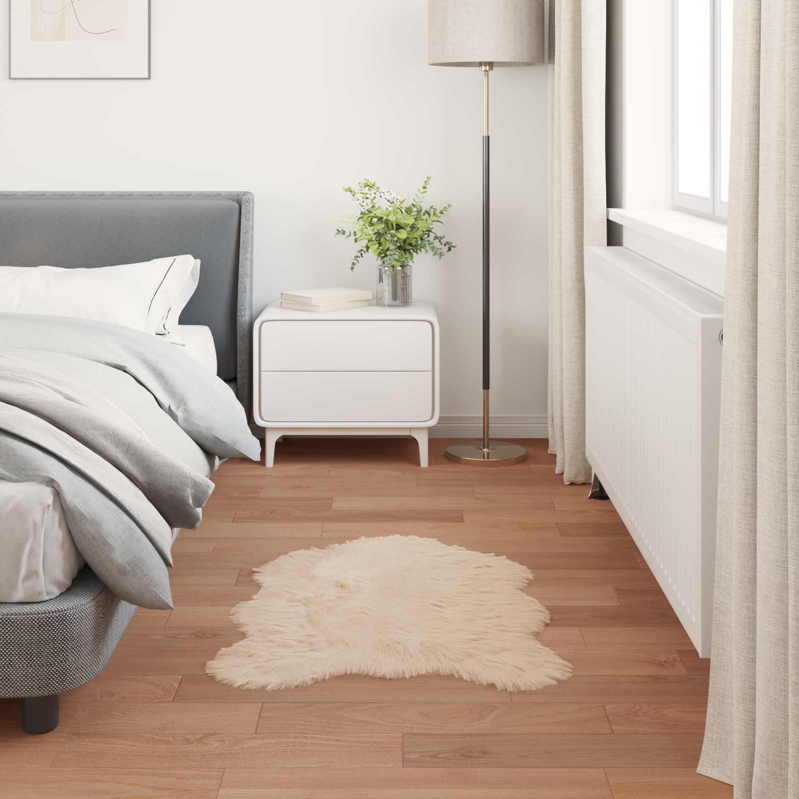 Ψεύτικο Δέρμα Προβάτου Χαλί Tafalla Μπεζ 60 x 90 cm Πολυεστέρας