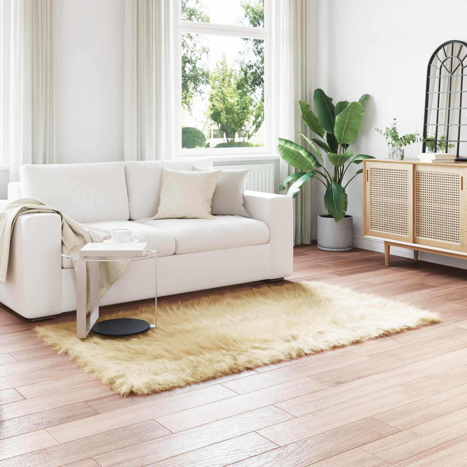 Χαλί από τεχνητό πρόβειο δέρμα TAFALLA Κρεμ 160 x 230 cm