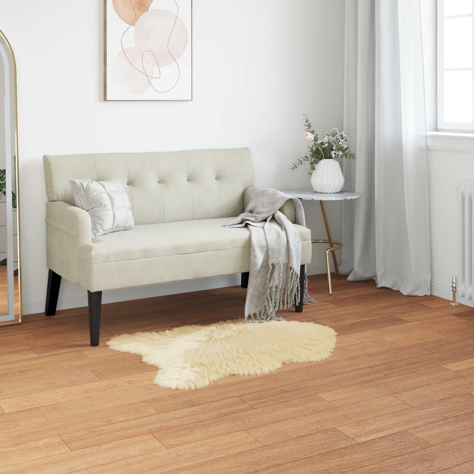 Χαλί από τεχνητό πρόβειο δέρμα TAFALLA Κρεμ 60 x 90 cm