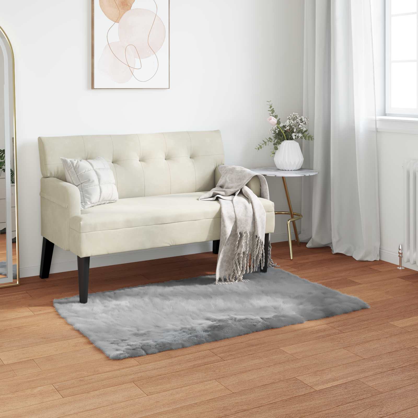 Χαλί από τεχνητό πρόβειο δέρμα TAFALLA Γκρι 80 x 150 cm
