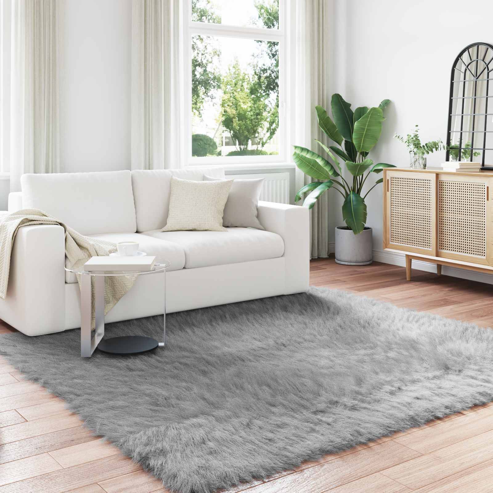 Χαλί από τεχνητό πρόβειο δέρμα TAFALLA Γκρι 240 x 240 cm
