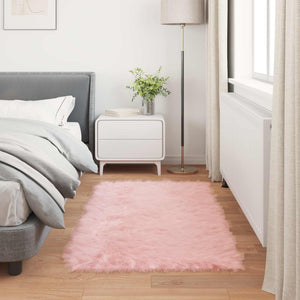 Χαλί από τεχνητό πρόβειο δέρμα TAFALLA Ροζ 80 x 150 cm