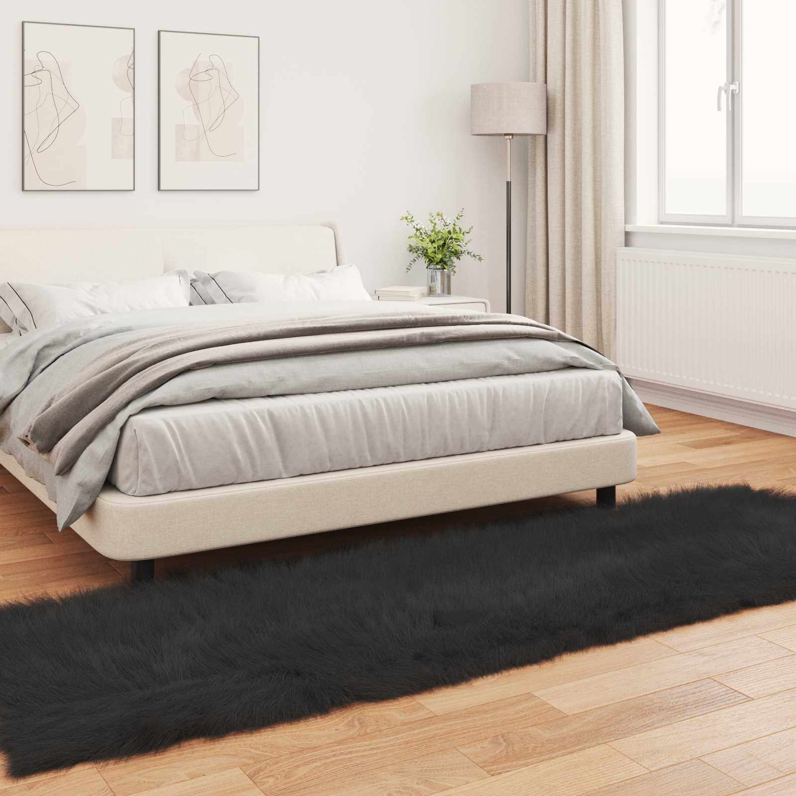 Χαλί από τεχνητό πρόβειο δέρμα TAFALLA Μαύρο 80 x 250 cm