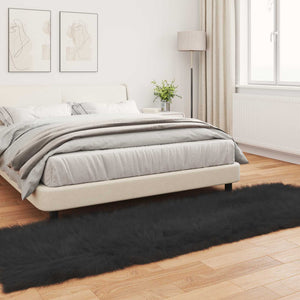 Χαλί από τεχνητό πρόβειο δέρμα TAFALLA Μαύρο 80 x 250 cm