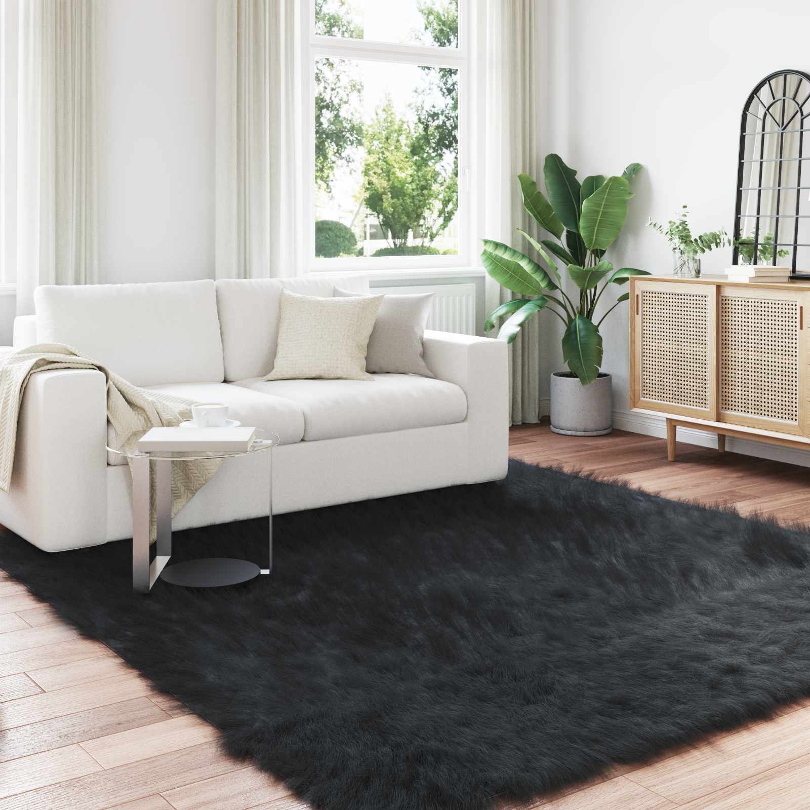 Ψεύτικο Δέρμα Προβάτου Χαλί Tafalla Μαύρο 240 x 240 cm