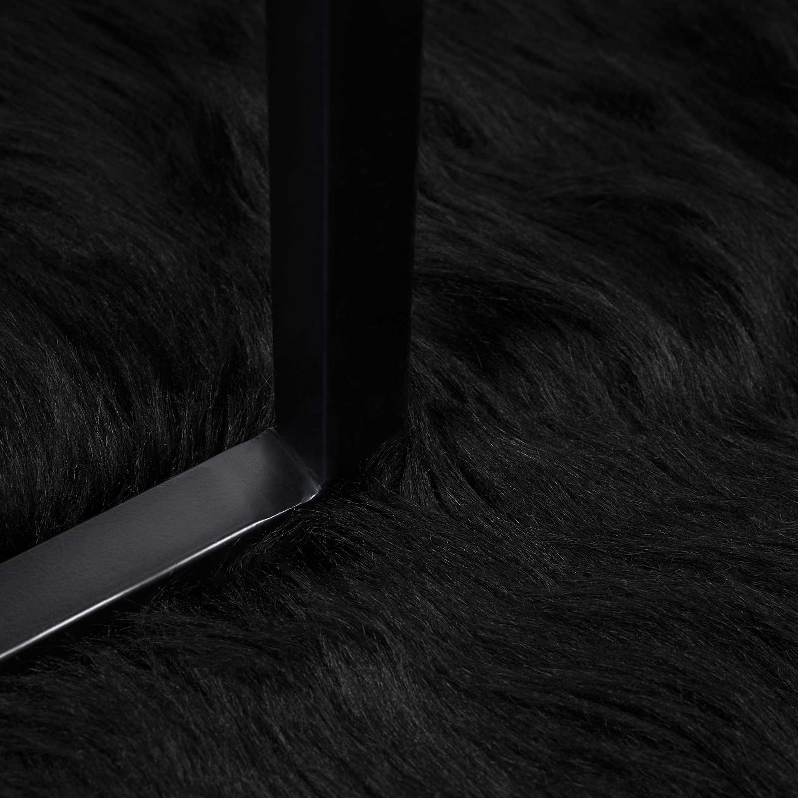 Ψεύτικο Δέρμα Προβάτου Χαλί Tafalla Μαύρο Ø 100 εκ Πολυεστέρας