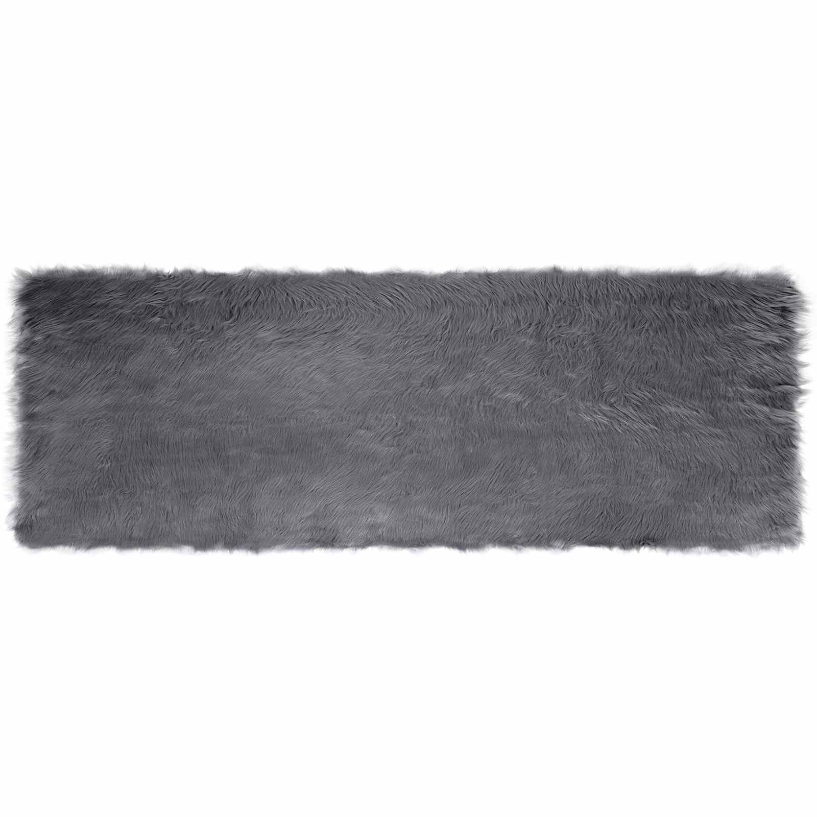 Ψεύτικο Δέρμα Προβάτου Χαλί Tafalla Ανθρακί 80 x 250 cm - Pakobazaar