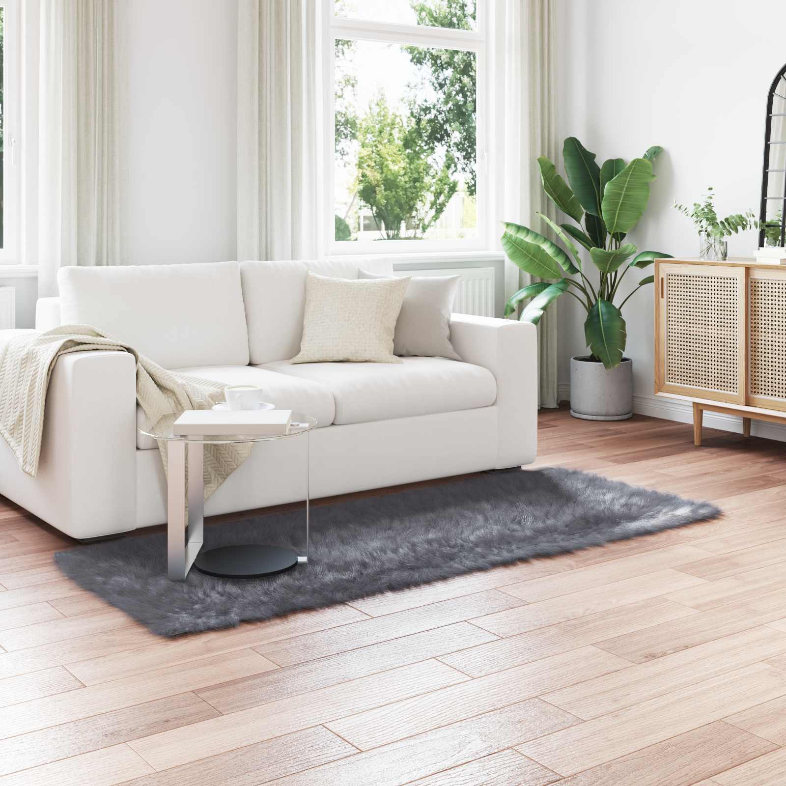 Ψεύτικο Δέρμα Προβάτου Χαλί Tafalla Ανθρακί 100 x 200 cm