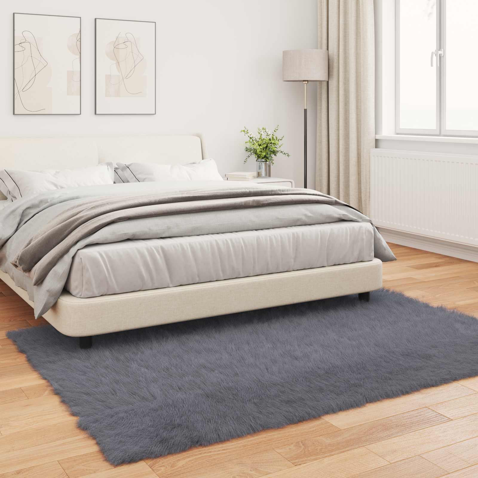 Ψεύτικο Δέρμα Προβάτου Χαλί Tafalla Ανθρακί 140 x 200 cm