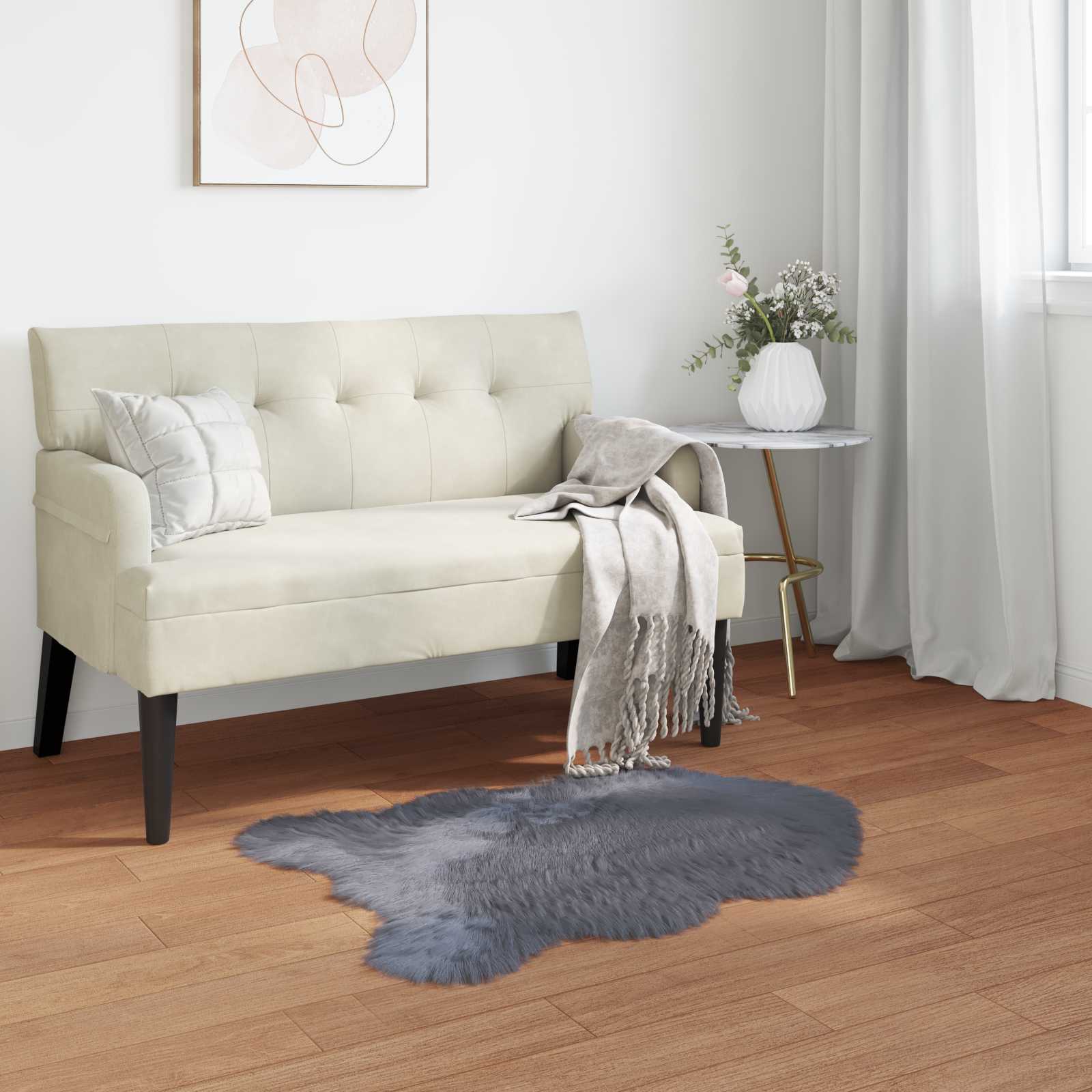 Χαλί από τεχνητό πρόβειο δέρμα TAFALLA Ανθρακί 80 x 120 cm