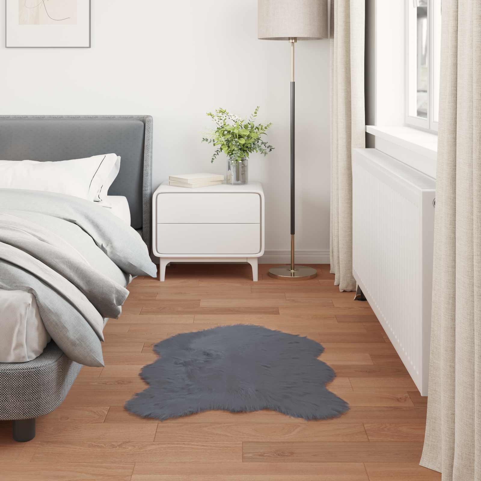 Χαλί από τεχνητό πρόβειο δέρμα TAFALLA Ανθρακί 80 x 120 cm