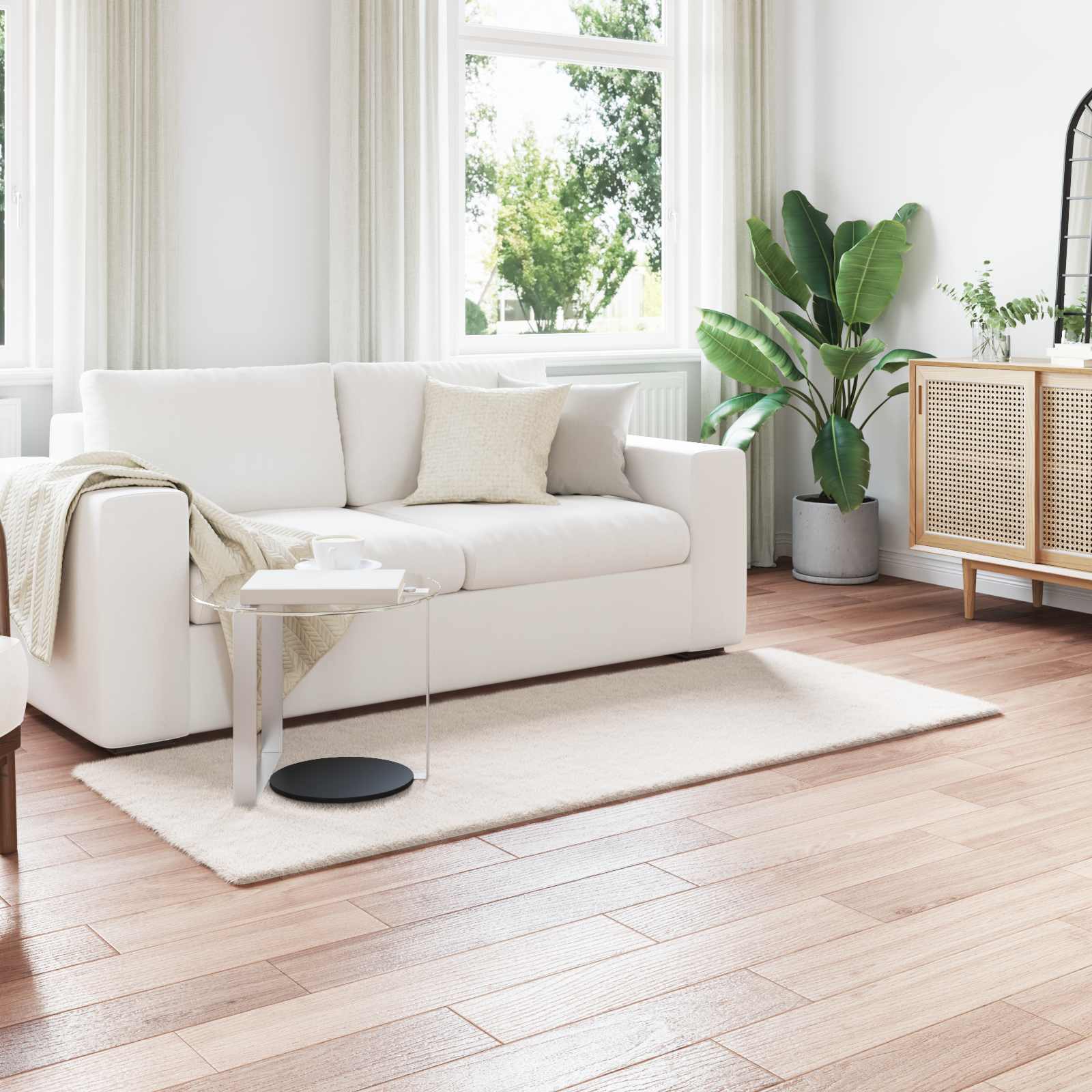 Αντιολισθητικό ψεύτικο χαλί από κουνελιού Olite Κρεμ - Pakobazaar