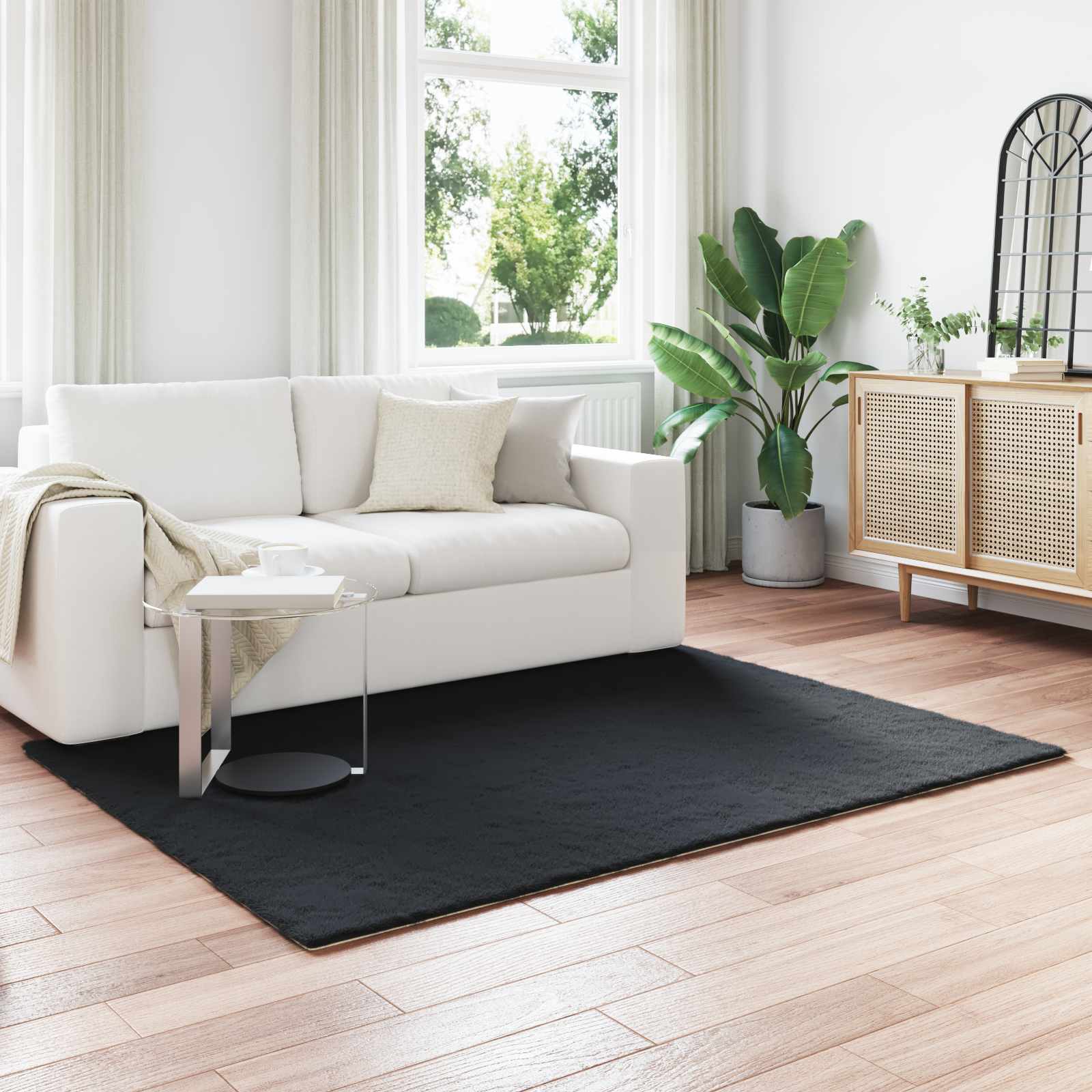 Αντιολισθητικό ψεύτικο χαλί από κουνελιού Olite Μαύρο - Pakobazaar