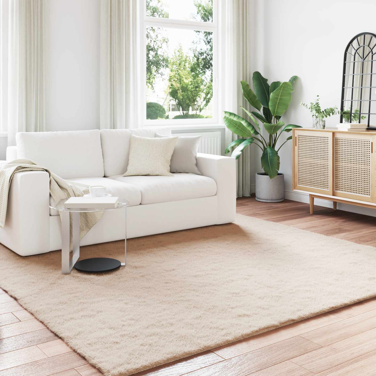 Αντιολισθητικό ψεύτικο χαλί από κουνελιού Olite Taupe - Pakobazaar