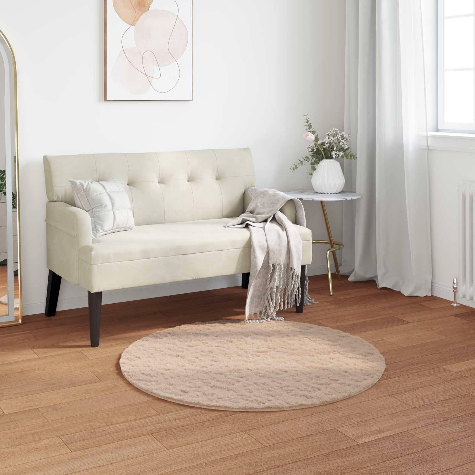 Αντιολισθητικό ψεύτικο χαλί από κουνελιού Olite Taupe Ø 120 εκ. - Pakobazaar