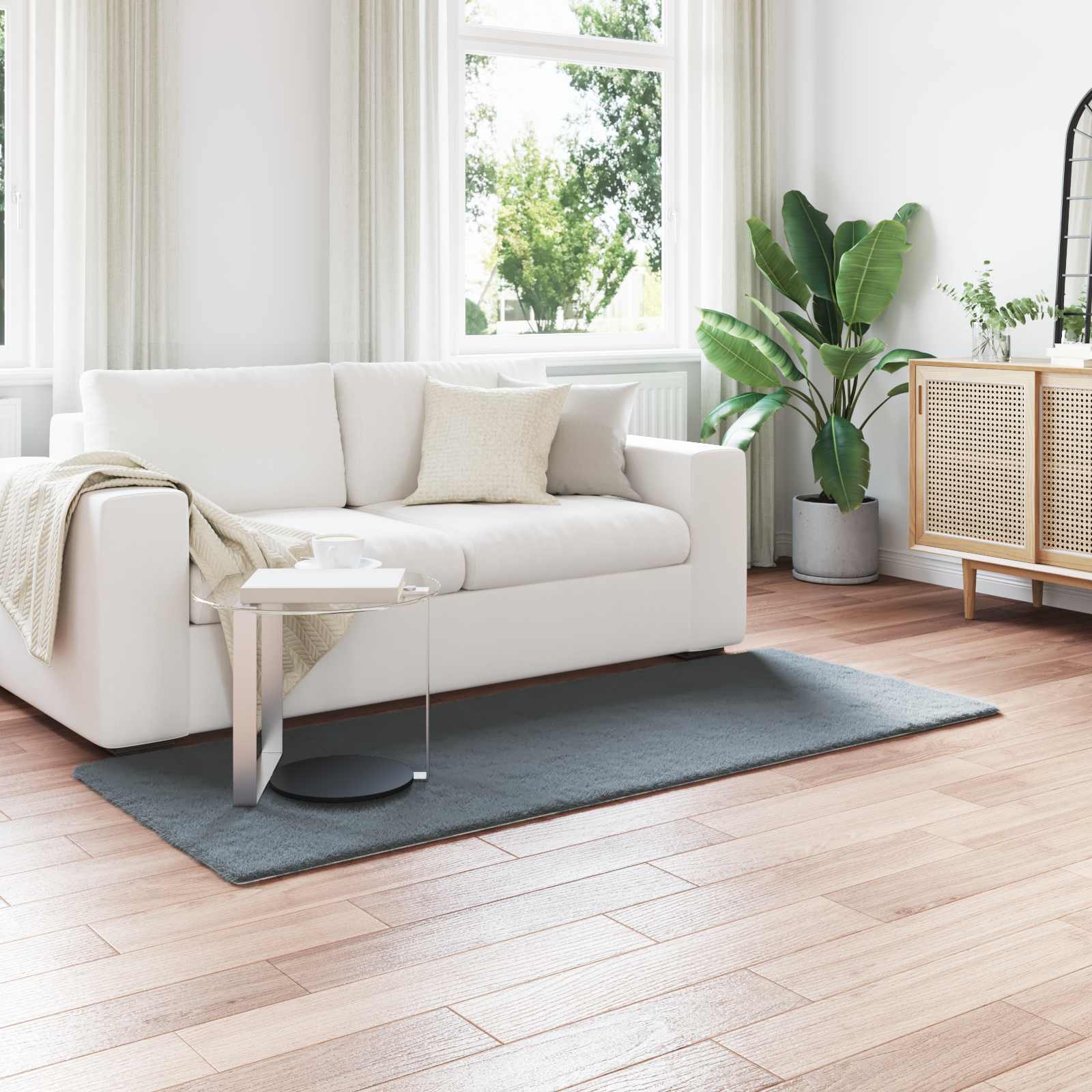 Αντιολισθητικό ψεύτικο χαλί από κουνελιού Olite Ανθρακί - Pakobazaar