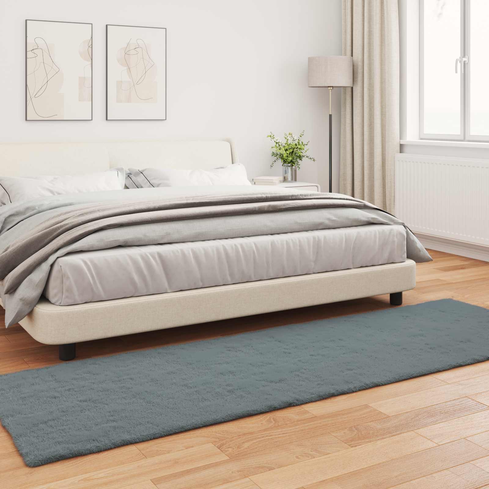 Αντιολισθητικό ψεύτικο χαλί από κουνελιού Olite Ανθρακί - Pakobazaar