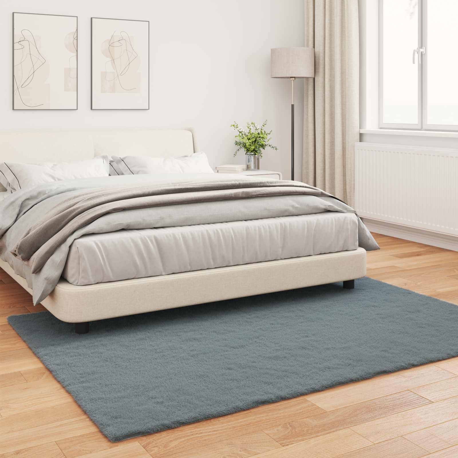 Αντιολισθητικό ψεύτικο χαλί από κουνελιού Olite Ανθρακί - Pakobazaar