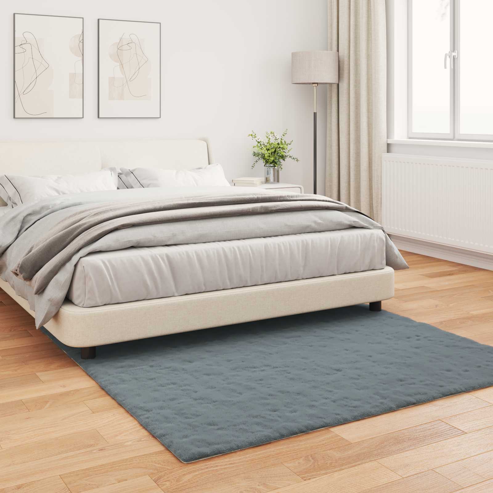 Αντιολισθητικό ψεύτικο χαλί από κουνελιού Olite Ανθρακί - Pakobazaar