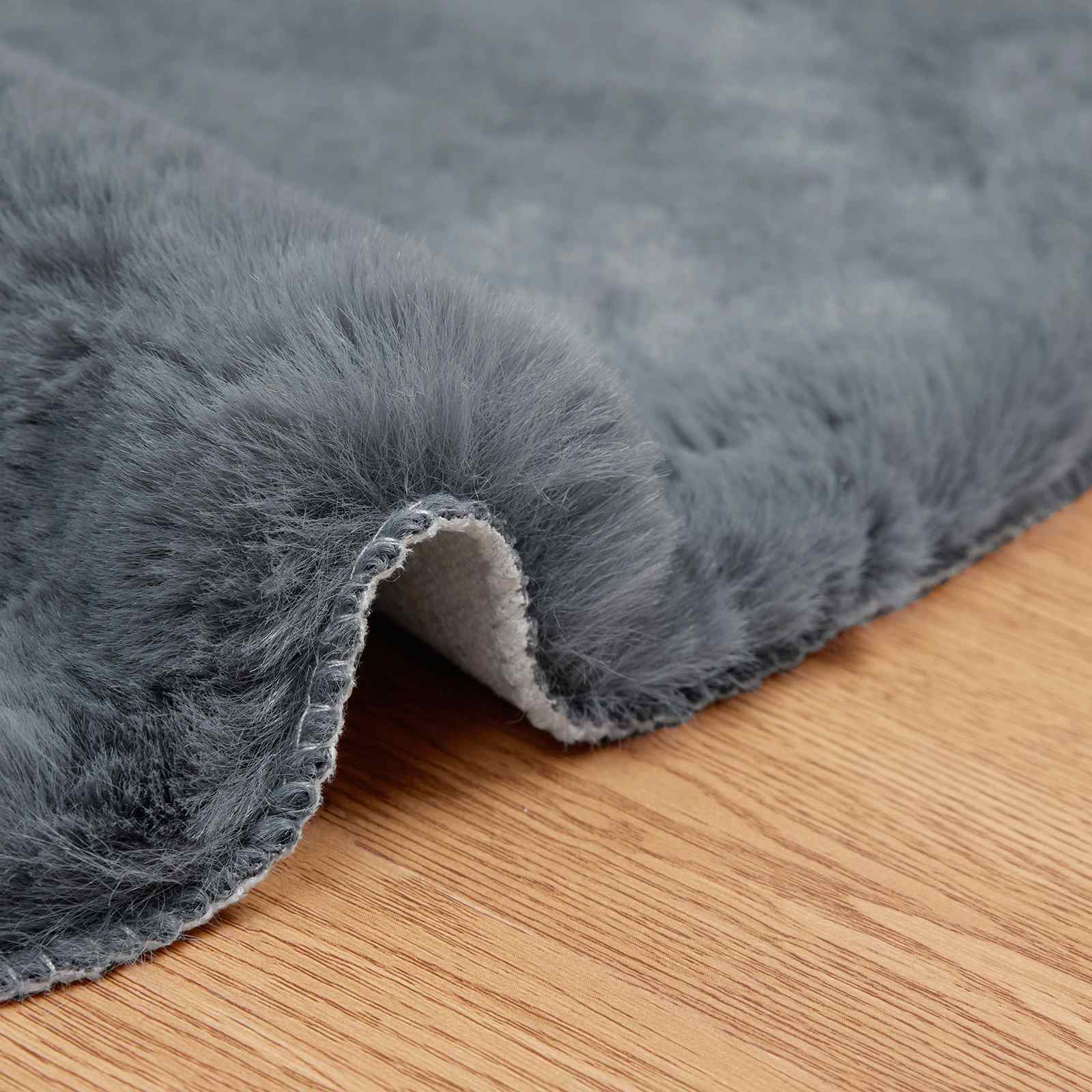 Αντιολισθητικό ψεύτικο χαλί από κουνελιού Olite Ανθρακί - Pakobazaar