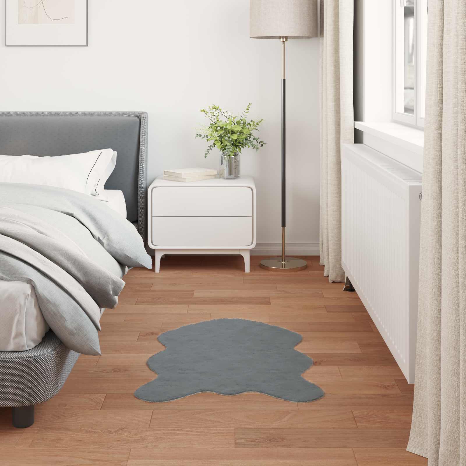 Αντιολισθητικό ψεύτικο χαλί από κουνελιού Olite Ανθρακί - Pakobazaar