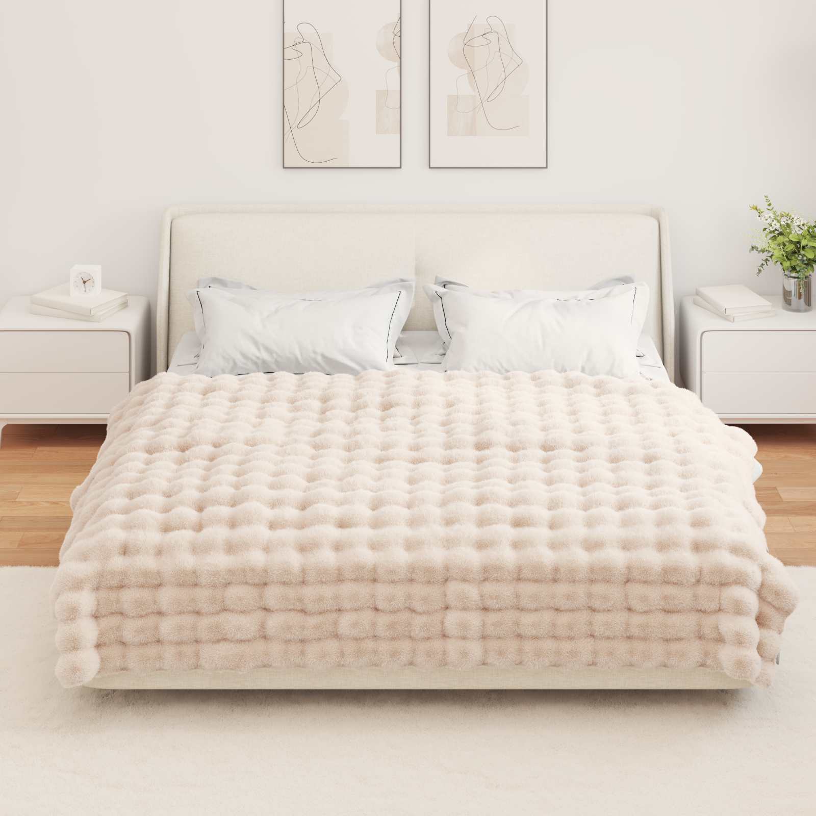 Αντιολισθητική Ψεύτικη Γούνα Κουβέρτα Olite Μπεζ 150 x 220 cm - Pakobazaar