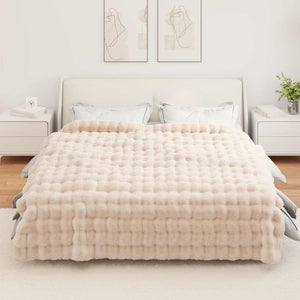 Αντιολισθητική Ψεύτικη Γούνα Κουβέρτα Olite 4 pcs Μπεζ - Pakobazaar