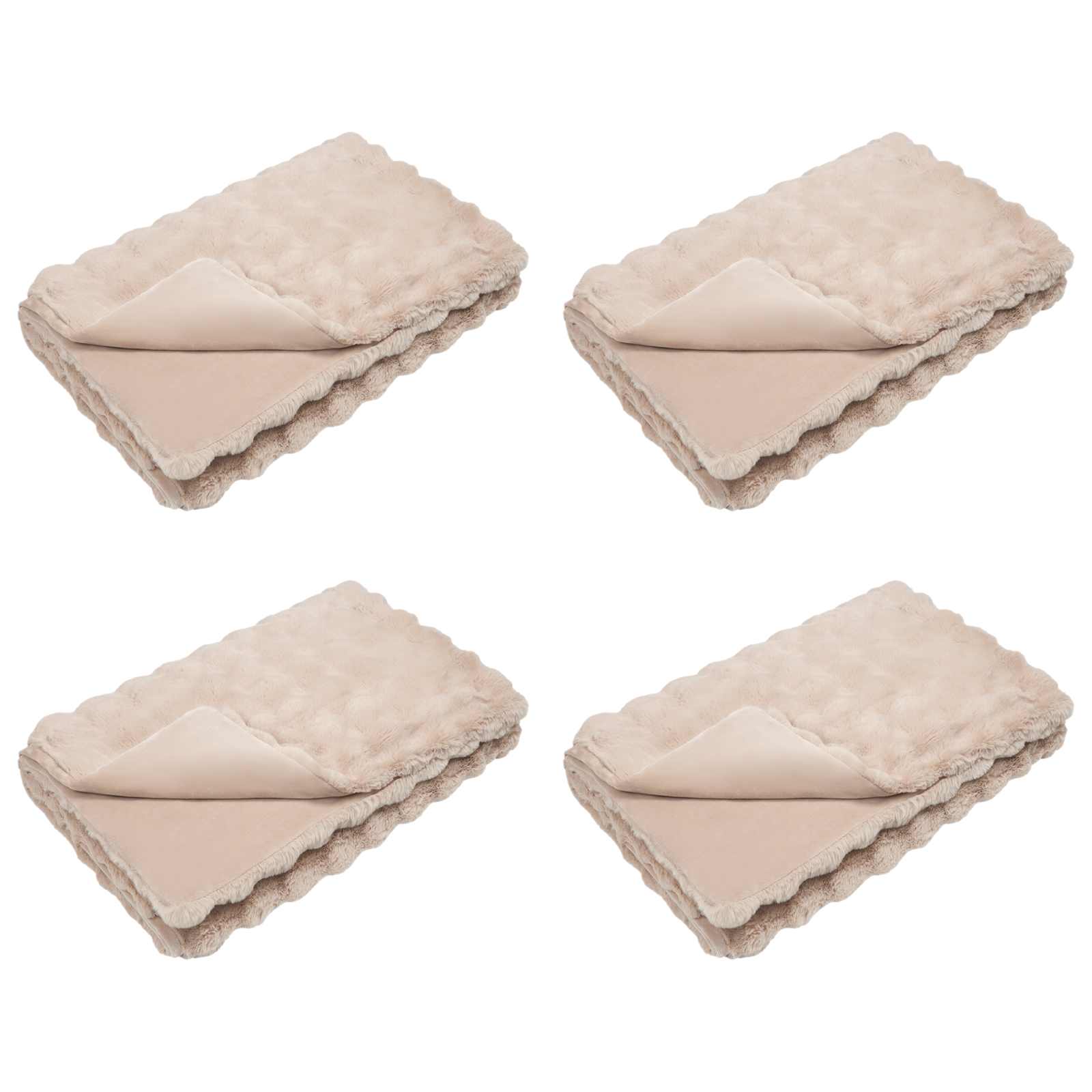 Αντιολισθητική Ψεύτικη Γούνα Κουβέρτα Olite 4 pcs Μπεζ - Pakobazaar