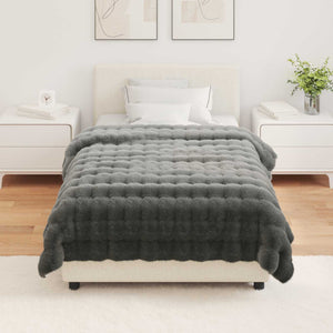 Αντιολισθητική Ψεύτικη Γούνα Κουβέρτα Olite 4 pcs Σκούρο Γκρι - Pakobazaar