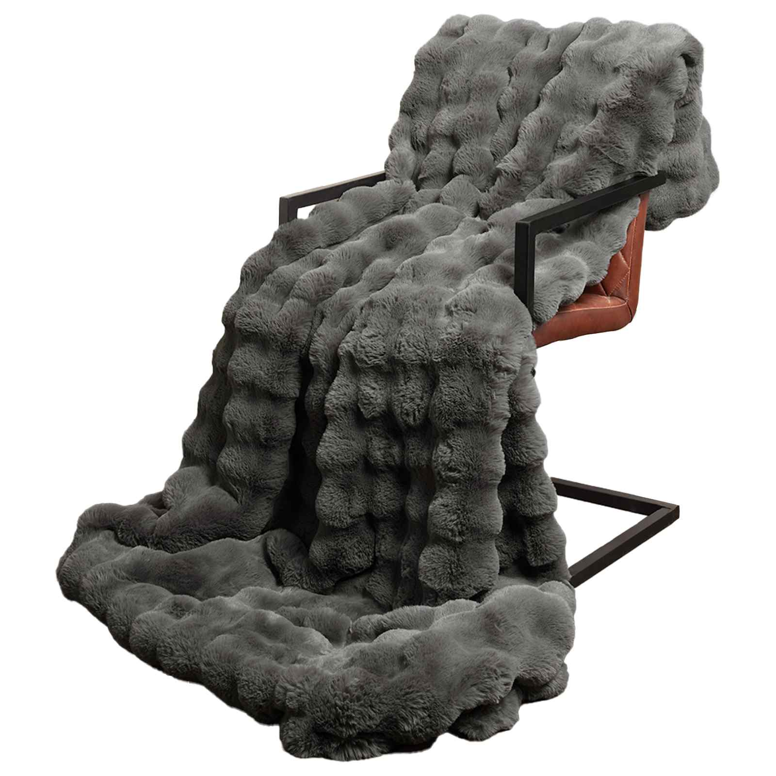 Αντιολισθητική Ψεύτικη Γούνα Κουβέρτα Olite 4 pcs Σκούρο Γκρι - Pakobazaar