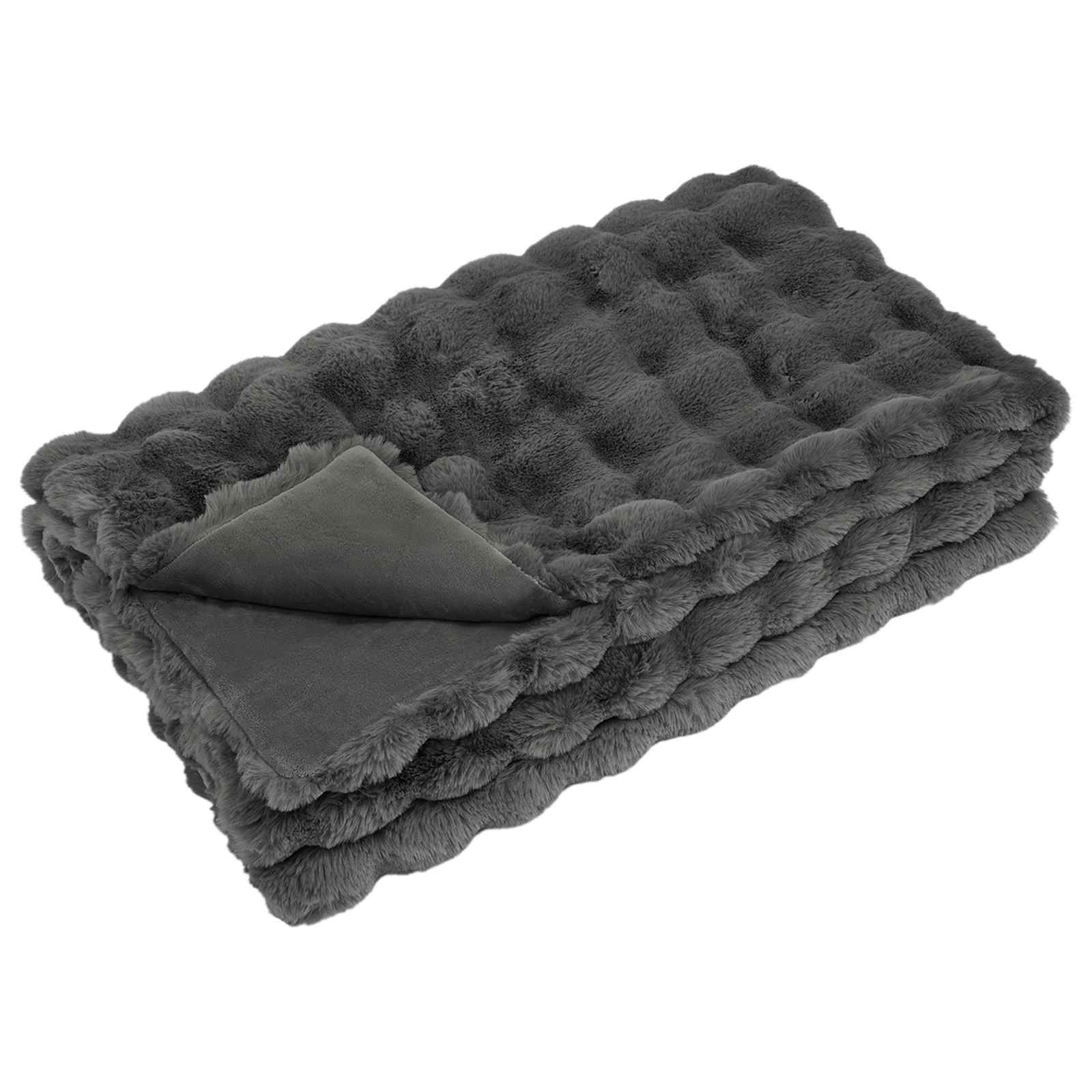 Αντιολισθητική Ψεύτικη Γούνα Κουβέρτα Olite 4 pcs Σκούρο Γκρι - Pakobazaar
