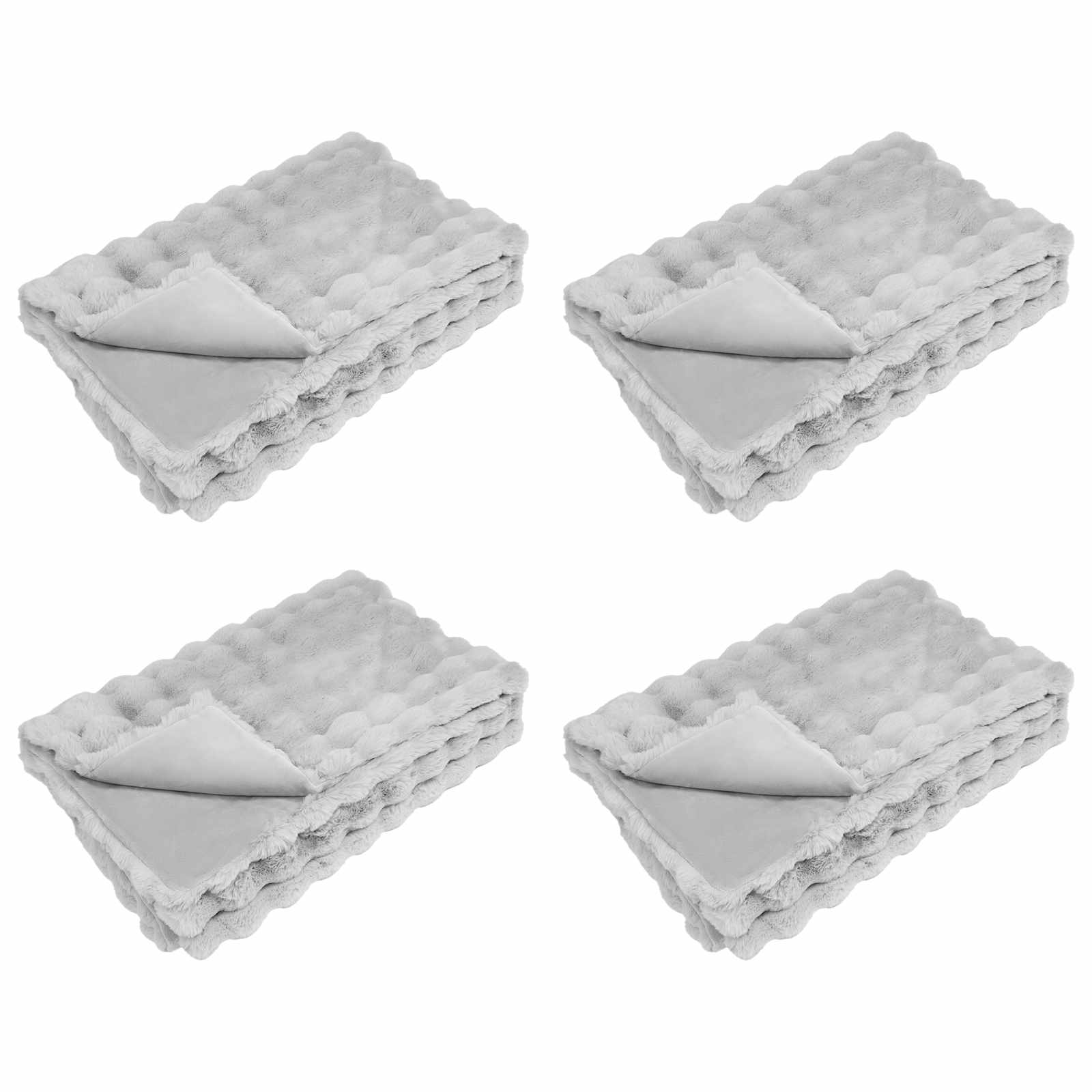 Αντιολισθητική Ψεύτικη Γούνα Κουβέρτα Olite 4 pcs Γκρι - Pakobazaar