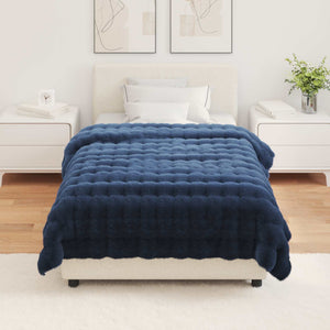Αντιολισθητική Ψεύτικη Γούνα Κουβέρτα Olite 4 pcs Θαλασσί Μπλε - Pakobazaar