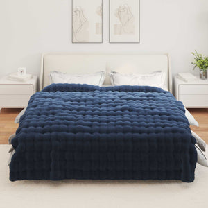 Αντιολισθητική Ψεύτικη Γούνα Κουβέρτα Olite 4 pcs Θαλασσί Μπλε - Pakobazaar
