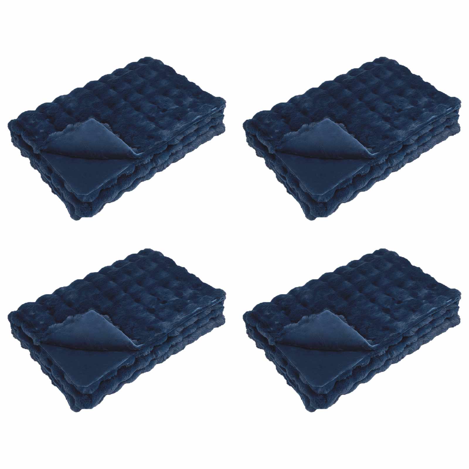 Αντιολισθητική Ψεύτικη Γούνα Κουβέρτα Olite 4 pcs Θαλασσί Μπλε - Pakobazaar