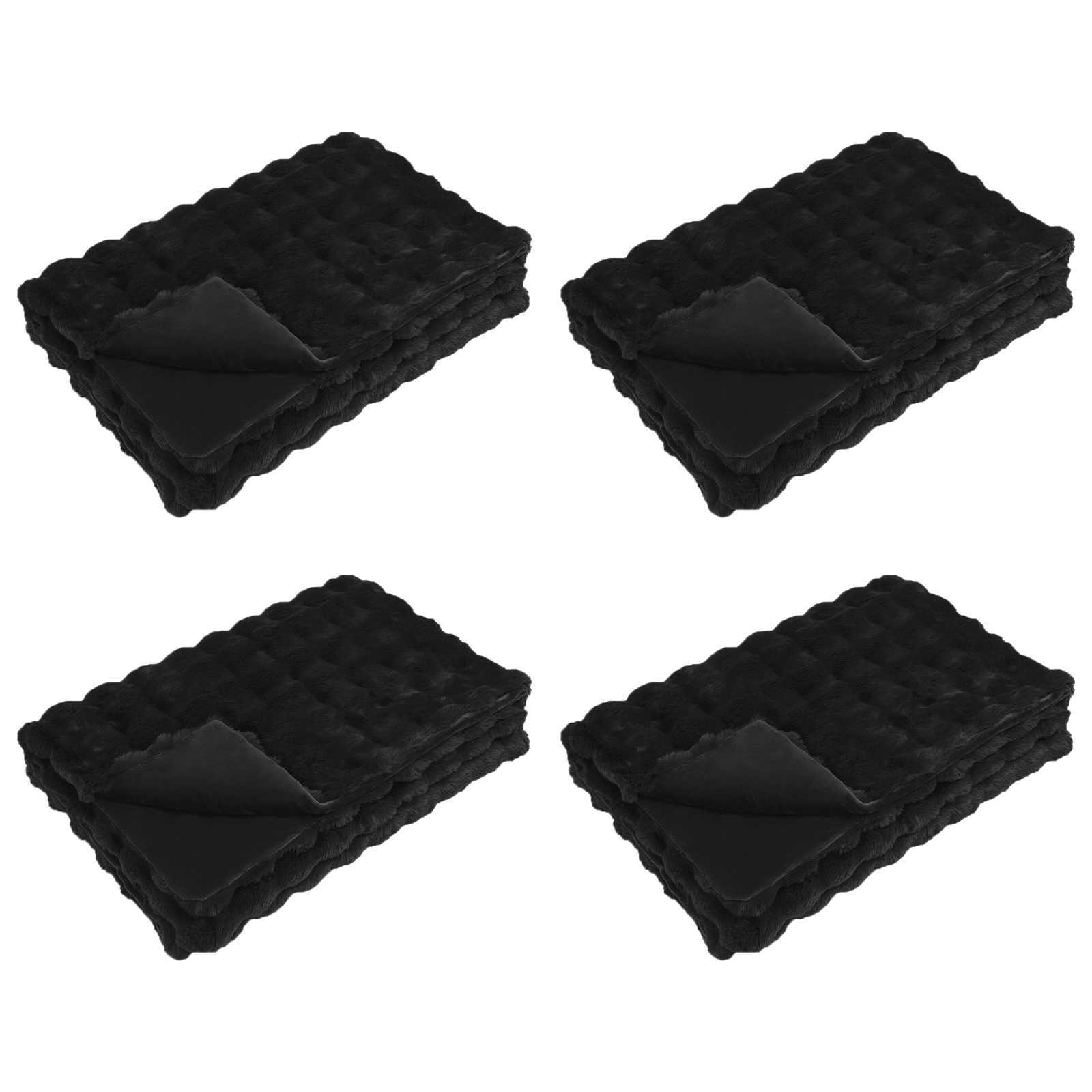 Αντιολισθητική Ψεύτικη Γούνα Κουβέρτα Olite 4 pcs Μαύρο - Pakobazaar