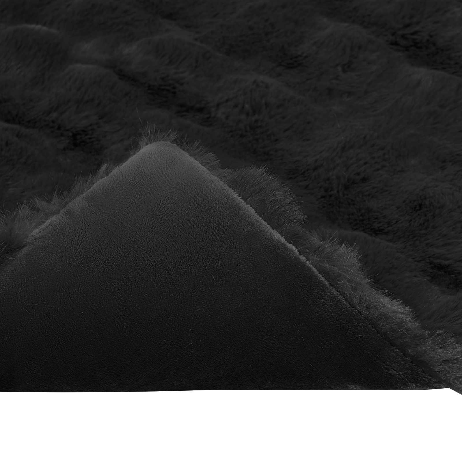 Αντιολισθητική Ψεύτικη Γούνα Κουβέρτα Olite 4 pcs Μαύρο - Pakobazaar